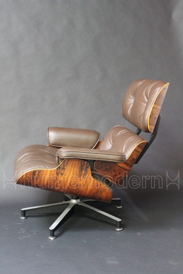 photo of side view of brown leather Classic Eames Lounge Chair ES670 - ES671 #47