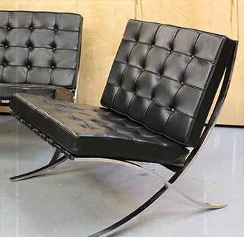 black leather and metal vintage Knoll Barcelona chairs