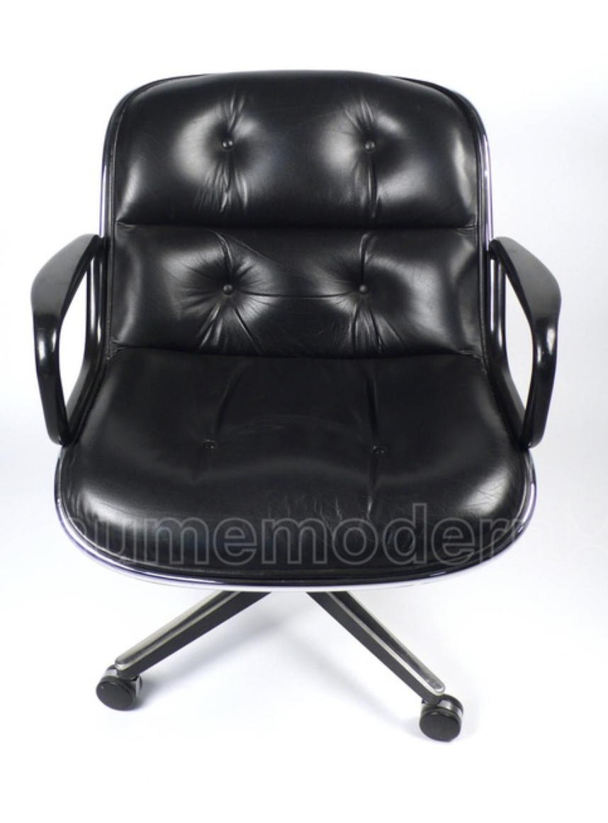 Knoll Pollock black leather office chair with arm rests