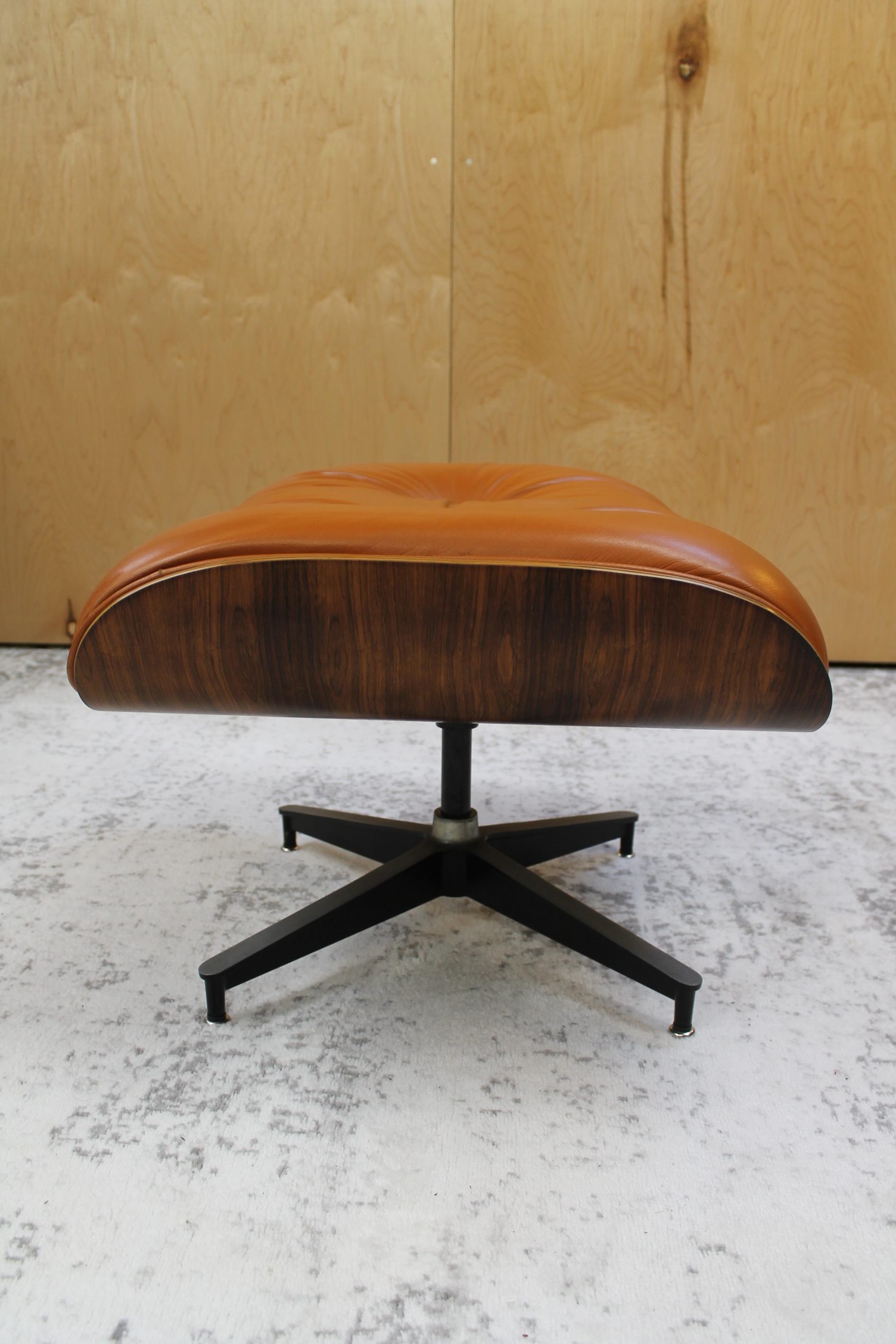 brown leather ottoman